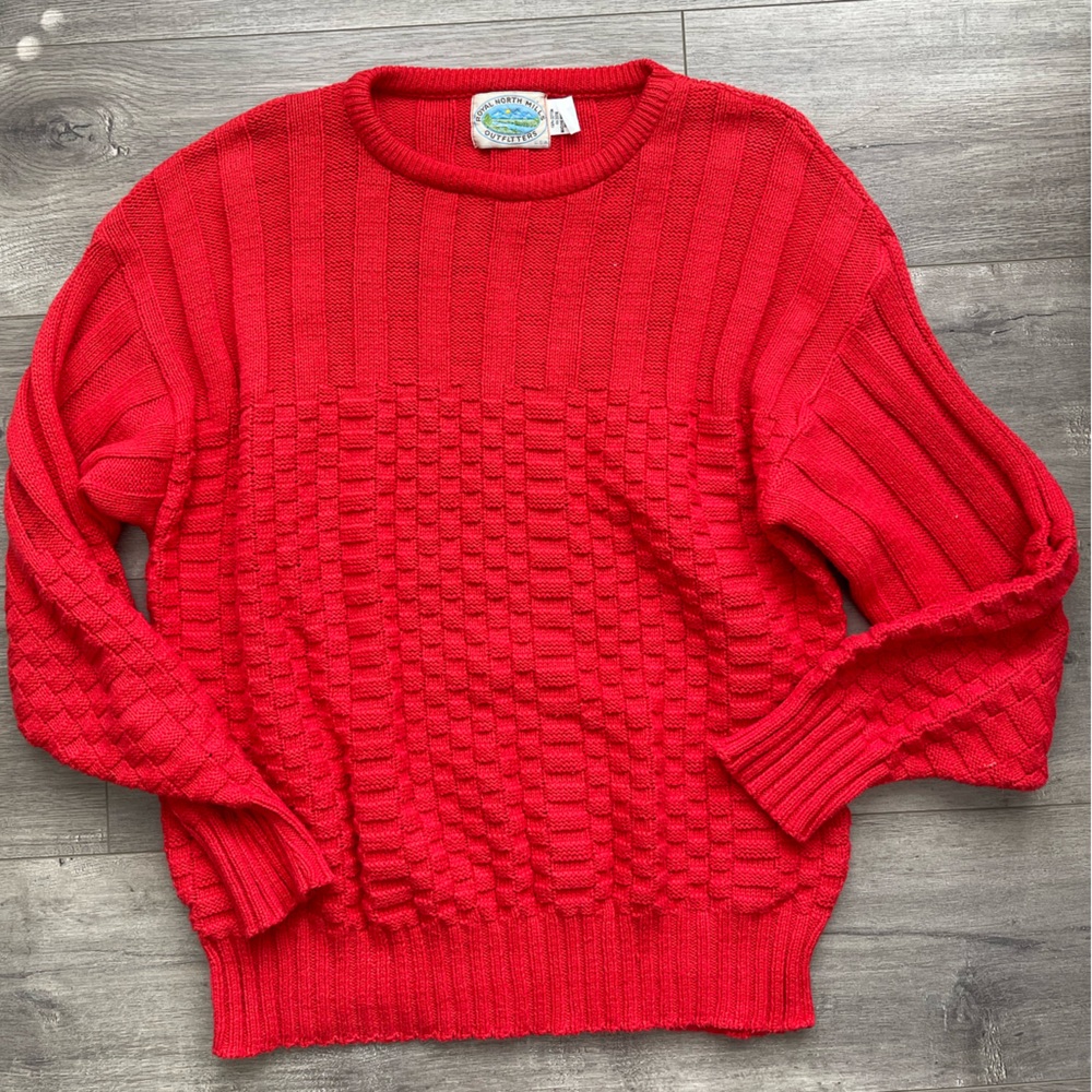 Red vintage cotton oversized Women's Sweater